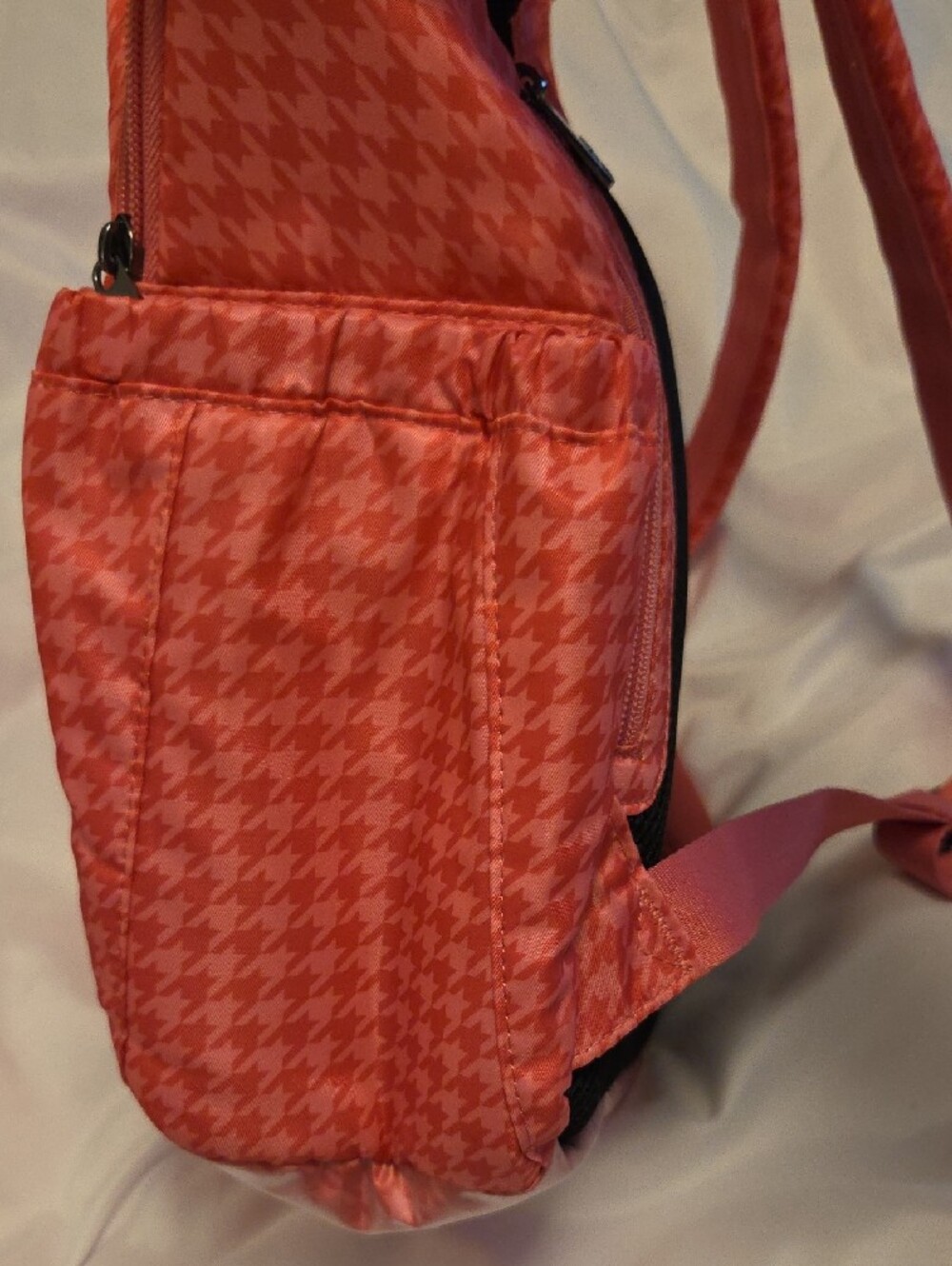 Lug Pink Houndstooth Backpack with Front Pockets - Picture 6 of 8